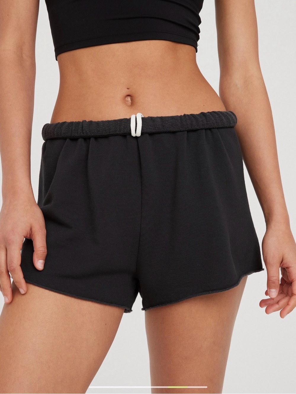 aerie Black High-Waist Lounge Shorts with Drawstring